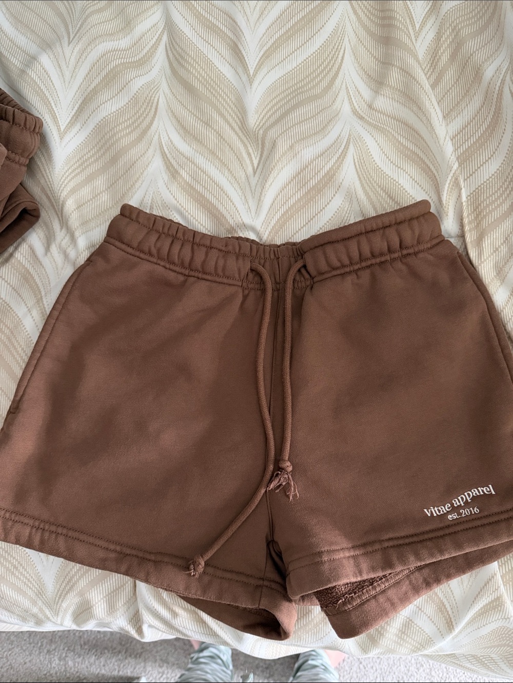 Women's Brown Athletic Drawstring sweater Shorts